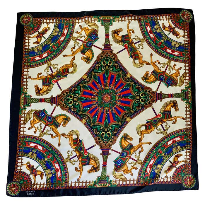 Hermes Paris Silk Scarf With Carousel Horse Pattern DarrenRansdellDesign hermes-paris-silk-scarf-with-carousel-horse-pattern-darrenransdelldesign
