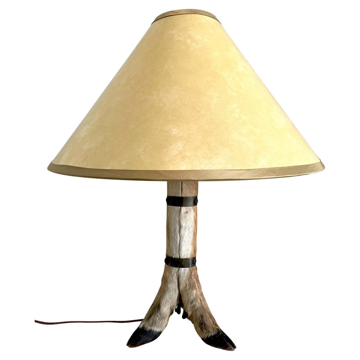 Deer Hoof Lamp with Custom Parchment Shade in the Style of Ralph Laure DarrenRansdellDesign